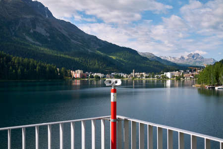 Saint Moritz, Switzerland - July 22, 2020: View of Saint Moritz lakeのeditorial素材