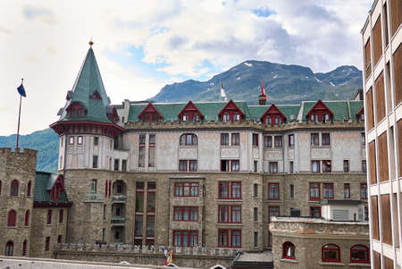 Saint Moritz, Switzerland - July 22, 2020: View of Badrutt Palace hotelのeditorial素材