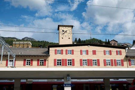 Saint Moritz, Switzerland - July 22, 2020: View of Saint Moritz train stationのeditorial素材