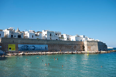 Monopoli, Italy - September 04, 2020: View of Cala di Porta Vecchia beachのeditorial素材