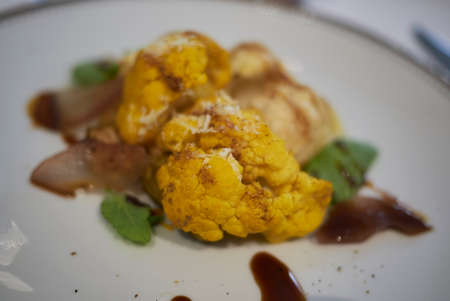 Cauliflower with cheese and balsamic vinegarの写真素材