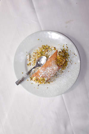 Sicilian cannolo served as dessertの写真素材