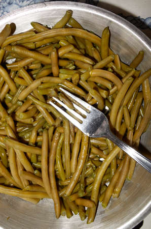 steamed green beans in a bowlの写真素材