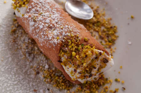 Sicilian cannolo served as dessertの写真素材
