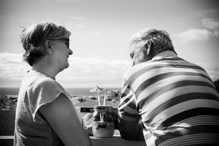 Couple of senior adults enjoying the retirementの写真素材