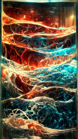 3D glass wavy background. Science fiction or information technologyの写真素材