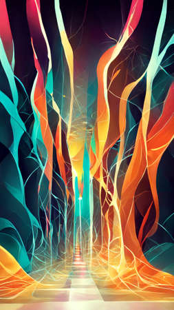 Abstract futuristic background with glowing light effectの写真素材