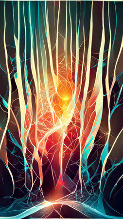 Abstract futuristic background with glowing light effectの写真素材