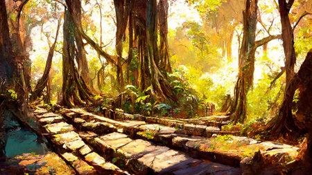 forest Mayan style adventures bridge