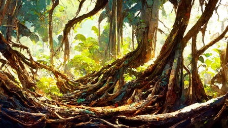 forest Mayan style ancient culture