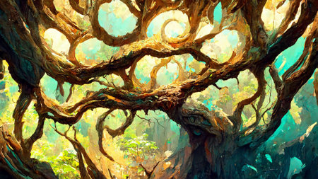 forest Mayan style tree Stone