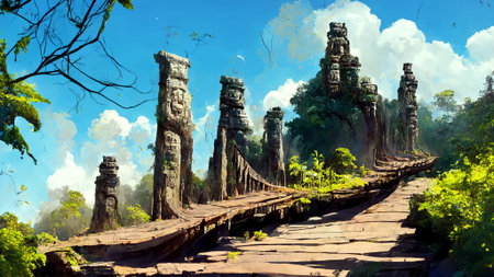 forest Mayan style adventures bridgeの写真素材