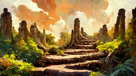 forest Mayan style adventures bridgeの写真素材