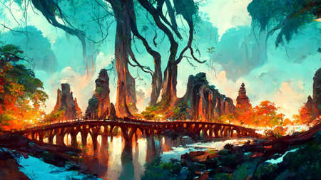 forest Mayan style adventures bridgeの写真素材