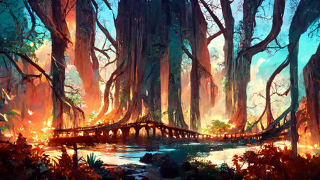 forest Mayan style adventures bridgeの写真素材