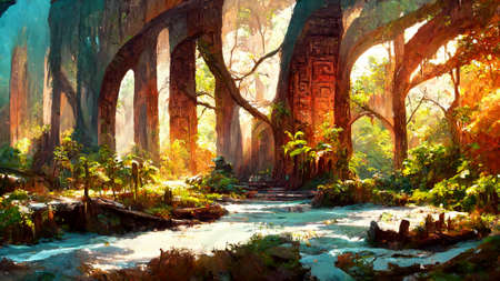 forest Mayan style adventures bridgeの写真素材