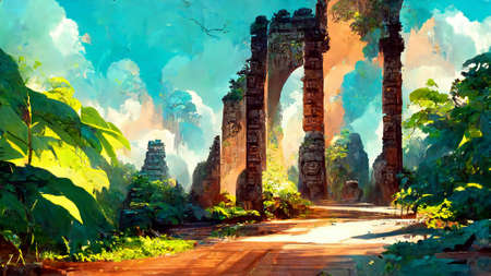 forest Mayan style adventures bridgeの写真素材