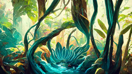 forest Mayan style adventures river stream flowerの写真素材