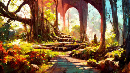 forest Mayan style adventures bridgeの写真素材