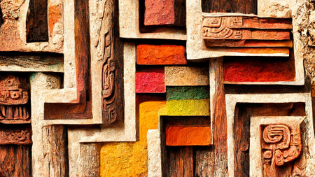Mayan style wood Artistic colors