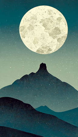 Big full moon In the clear night sky That is obscuredの写真素材