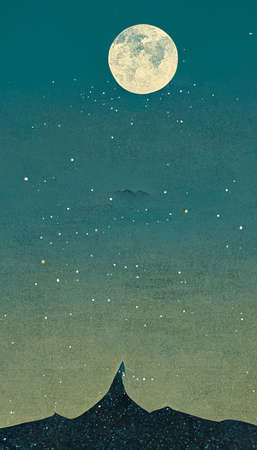 Big full moon In the clear night sky That is obscuredの写真素材
