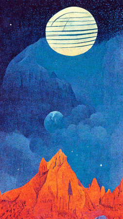Big moon In the clear night skyの写真素材