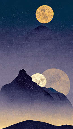 Big full moon In the clear night sky That is obscuredの写真素材