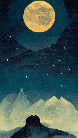 Big moon In the clear night skyの写真素材