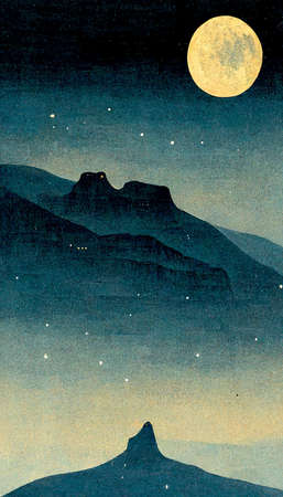 Big moon In the clear night skyの写真素材
