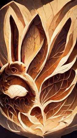 mid-autumn festival rabbit paper carving materialの写真素材