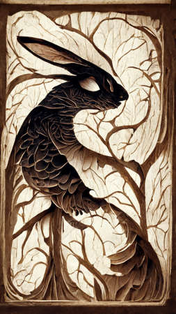mid-autumn festival rabbit paper carvingの写真素材
