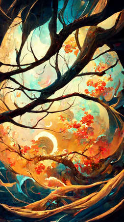 mid autumn festival background abstract paintingの写真素材