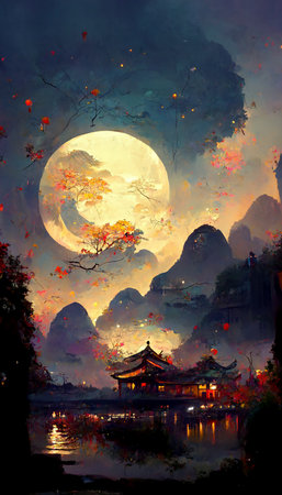 beautiful only one mid autumn festivalの写真素材