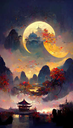 beautiful mid autumn festival backgroundの写真素材