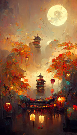 mid autumn festival full moonの写真素材
