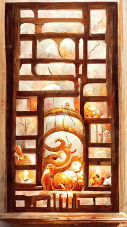 mid-autumn festival rabbit paper carving materialの写真素材