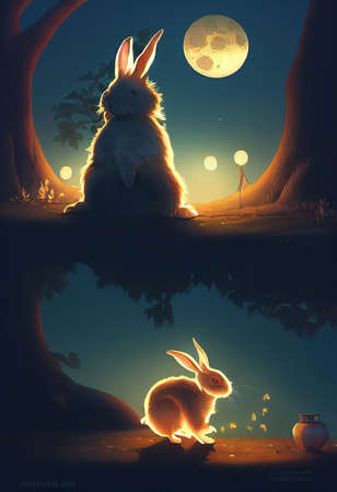 Mid-autumn festival full moon rabbitの写真素材