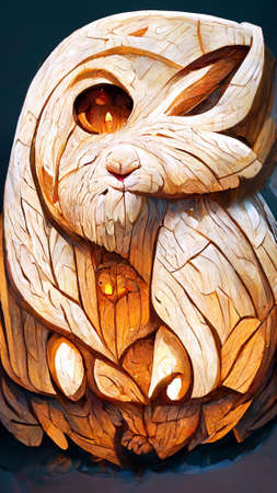 mid-autumn festival wood carving rabbitの写真素材