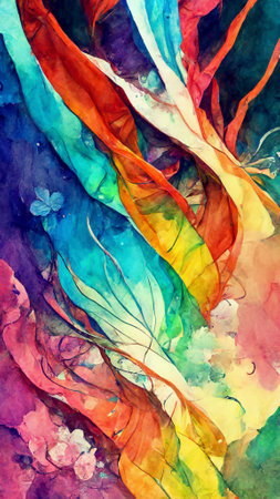 Artistic rainbow colors splash watercolor background. Brightの写真素材