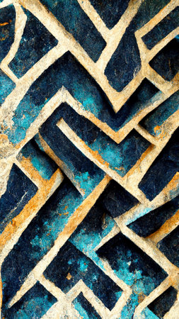 Mayan style Beautiful Abstract Decorative Navy Blueの写真素材