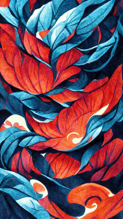 Mayan style Beautiful Abstract Decorative Navy Red Darkの写真素材