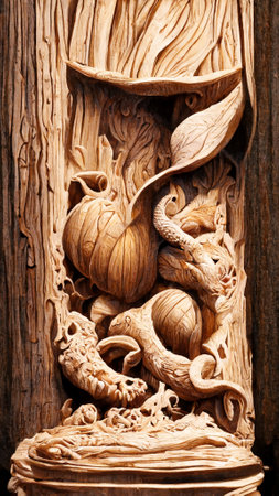 mouse wood carving realistic abstract artの写真素材