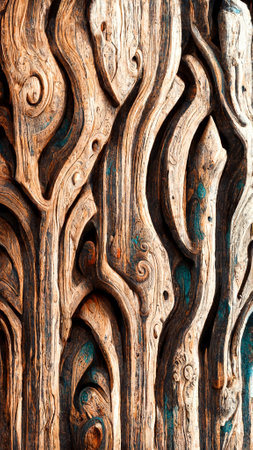 Mayan style Hand Painted oak wood texture in top down styleの写真素材