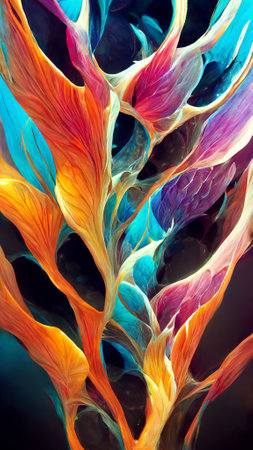 black gradient glass fractal colorful photo realisticの写真素材