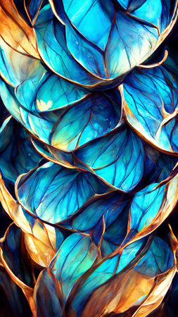 blue gradient glass fractal colorful photo realisticの写真素材