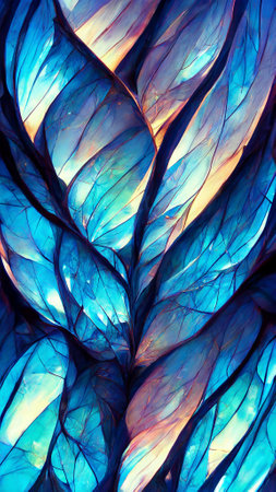 blue gradient glass fractal colorful photo realisticの写真素材