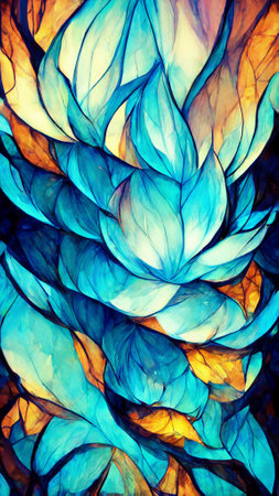 blue gradient glass fractal colorful photo realisticの写真素材