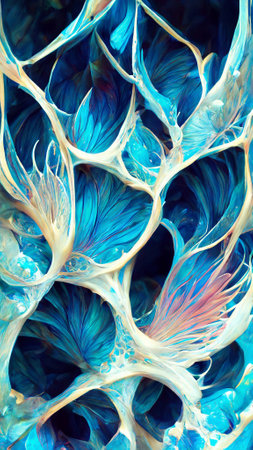 blue gradient glass fractal colorful photo realisticの写真素材