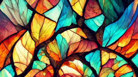 stained glass fractal colorful photo realisticの写真素材